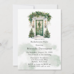 Christmas Church Door Winter Bachelorette Party Invitation