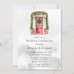 Christmas Church Door Winter Wedding Invitation