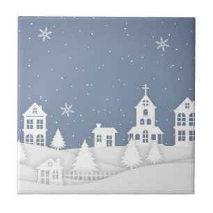 Christmas Church Landscape Ceramic Tile