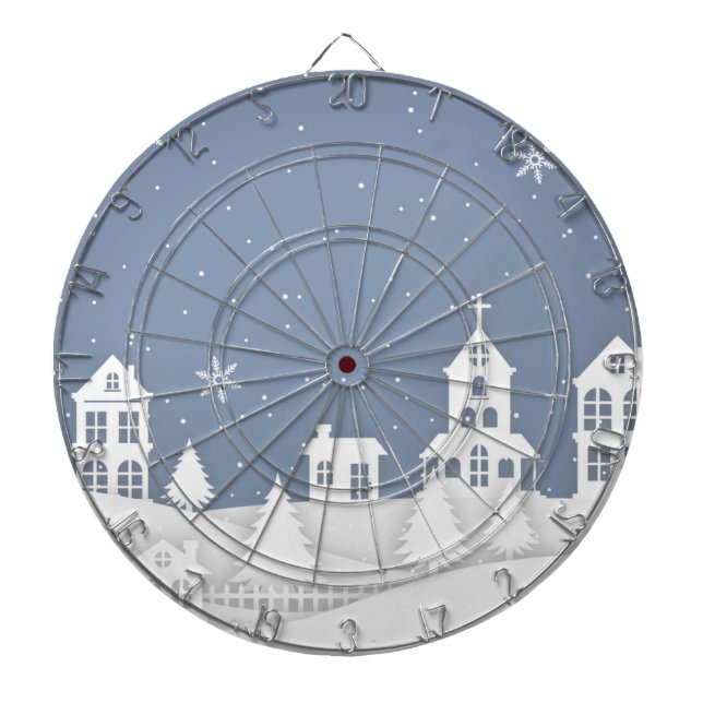 Christmas Church Landscape Dartboard (Front)