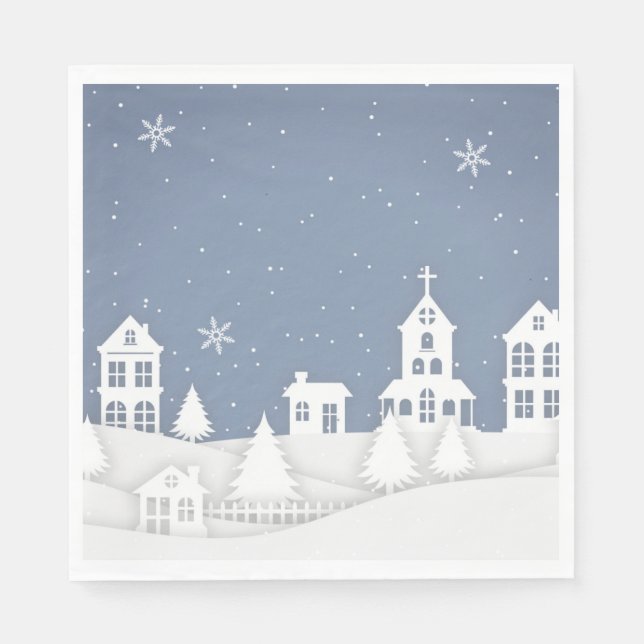Christmas Church Landscape Napkin (Front)