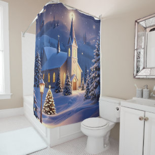 Christmas Church Shower Curtain