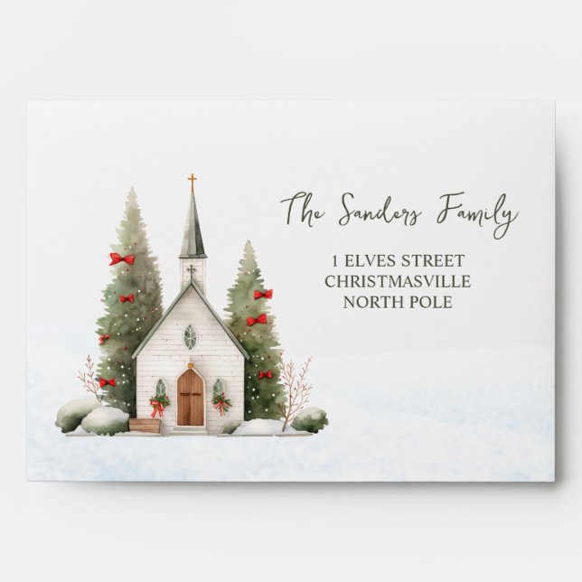Christmas Church Snow Envelope (Front)