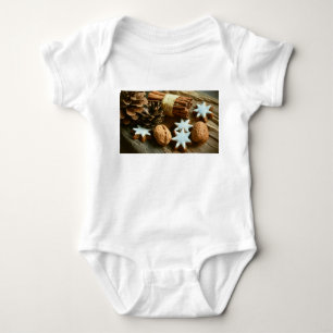 Christmas Cinnamon Sticks and Stars Baby Bodysuit