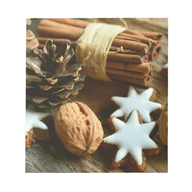 Christmas Cinnamon Sticks and Stars Notepad (Front)
