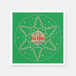 Christmas Circle of Green Trees Napkin