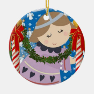 Christmas Circle Ornament, Angel Ceramic Ornament
