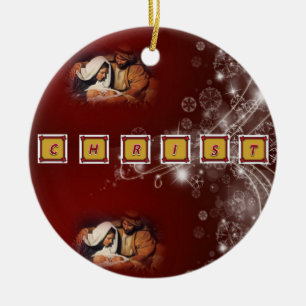 Christmas Circle Ornament, Christ Ceramic Ornament