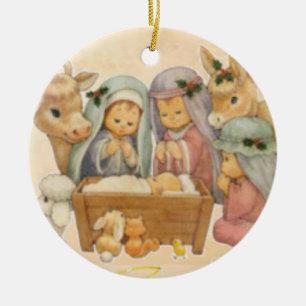 Christmas Circle Ornament, Jesus Christ Ceramic Ornament