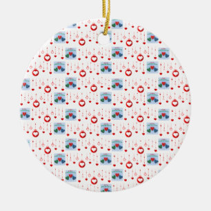 Christmas Circle Ornament, Merry Christmas Ceramic Ornament