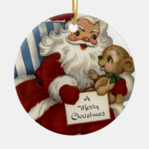 Christmas Circle Ornament, Merry Christmas Ceramic Ornament
