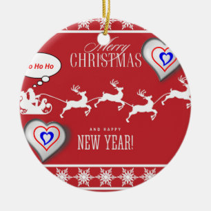Christmas Circle Ornament, Merry Christmas Ceramic Ornament
