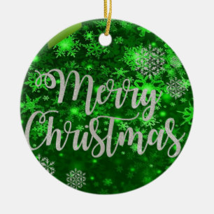 Christmas Circle Ornament, Merry Christmas Ceramic Ornament