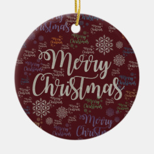 Christmas Circle Ornament, Merry Christmas Ceramic Ornament