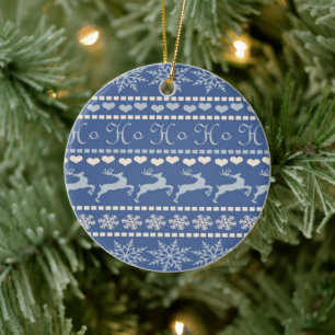 Christmas Circle Ornament, Reindeer Ceramic Ornament