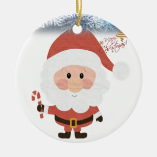 Christmas Circle Ornament, Santa Ceramic Ornament
