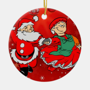 Christmas Circle Ornament, Santa Ceramic Ornament