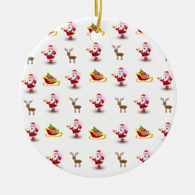 Christmas Circle Ornament, Santa Ceramic Ornament (Front)