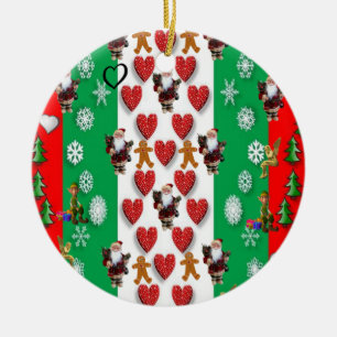 Christmas Circle Ornament, Santa Ceramic Ornament