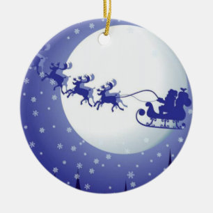 Christmas Circle Ornament, Santa Ceramic Ornament