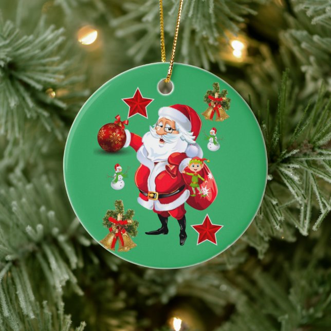 Christmas Circle Ornament, Snowman Ceramic Ornament (Tree)