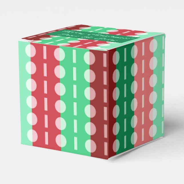 Christmas Circles on Stripes Red and Green Classic Favour Box (Front Side)