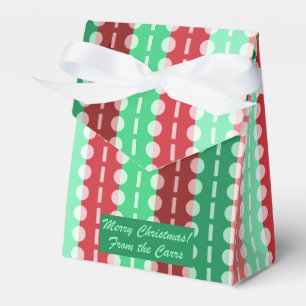 Christmas Circles on Stripes Red and Green Tent Favour Box