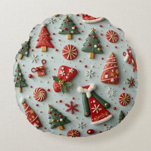 Christmas circular fluffy cushion