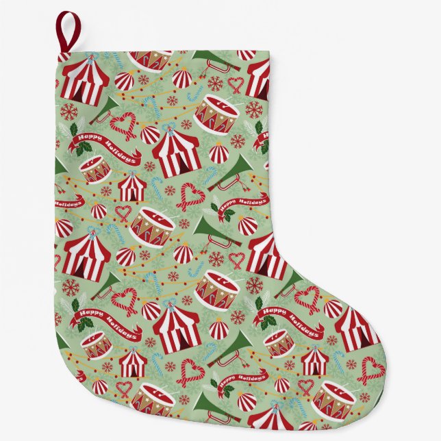 Christmas Circus Large Christmas Stocking (Front)