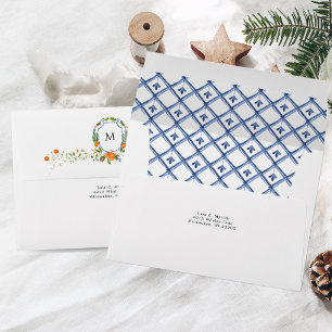 Christmas Citrus Botanical Modern Crest Envelope