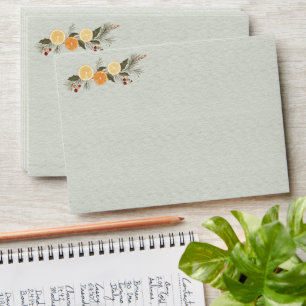 Christmas Citrus Fruit Garland Lemons Oranges Envelope