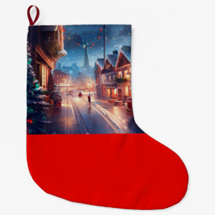 Christmas City Street 1 Large Christmas Stocking