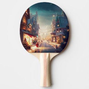 Christmas City Street (2) Ping Pong Paddle