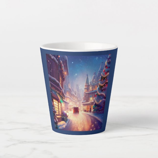 Christmas City Street 4 Latte Mug (Front)