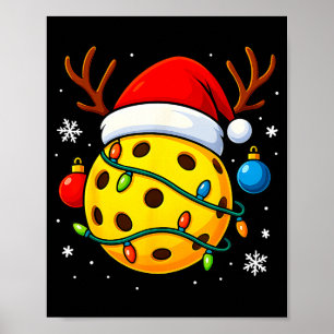 Christmas Ckleball Santa Hat Lights Srts Xmas Paja Poster