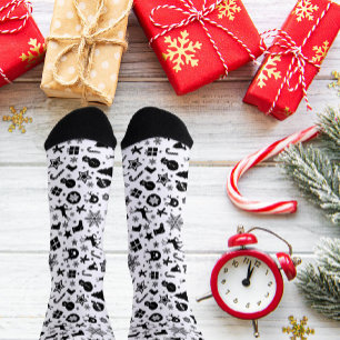 Christmas Classic Black & White Crew Sock