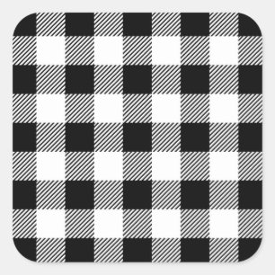 Christmas classic Buffalo check plaid pattern B&W Square Sticker