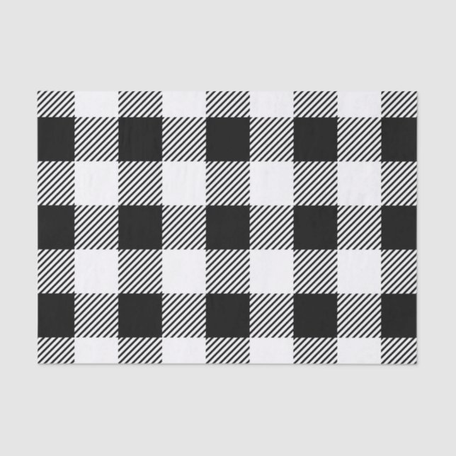 Christmas classic Buffalo check plaid pattern B&W Tissue Paper (Front)