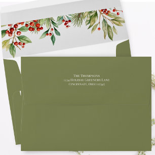 Christmas Classic Greenery Foliage Custom Envelope