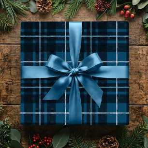 Christmas Classic Plaid Dark Blue Holiday Tartan Wrapping Paper