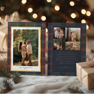 Christmas Classic Plaid Foil Photo Holiday Card