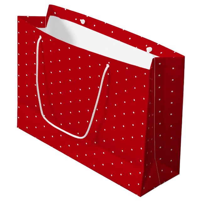 Christmas Classic Red And White Polka Dot Snow Large Gift Bag (Front Angled)