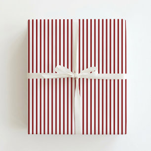 Christmas classic red /Off-white striped Wrapping Paper