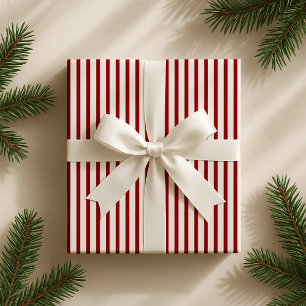 Christmas classic red /Off-white striped  Wrapping Paper