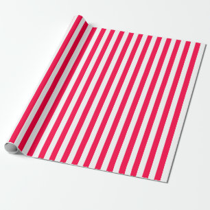 Christmas Classic Red White Striped Template Wrapping Paper