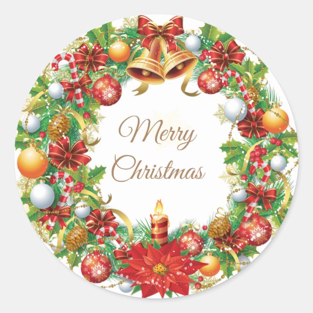 Christmas Classic Round Sticker (Front)