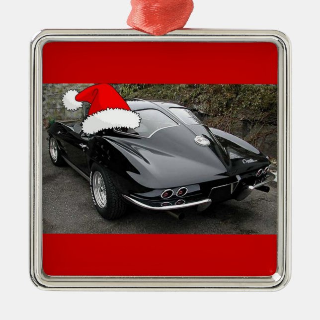 Christmas Classic Split Window Corvettes Metal Ornament (Front)