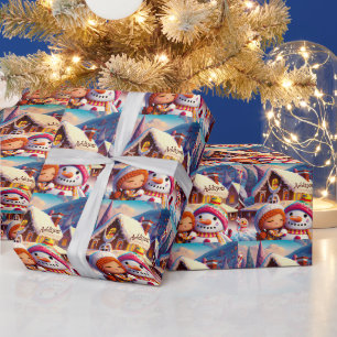 Christmas Clay Playday Gingerbread Snowman Winter Wrapping Paper
