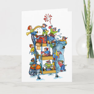 Christmas Cleaning Service Trolley Greeting Card