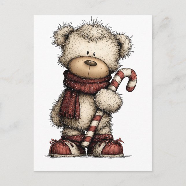 Christmas Clipart Collection | Teddy Bear  Holiday Postcard (Front)